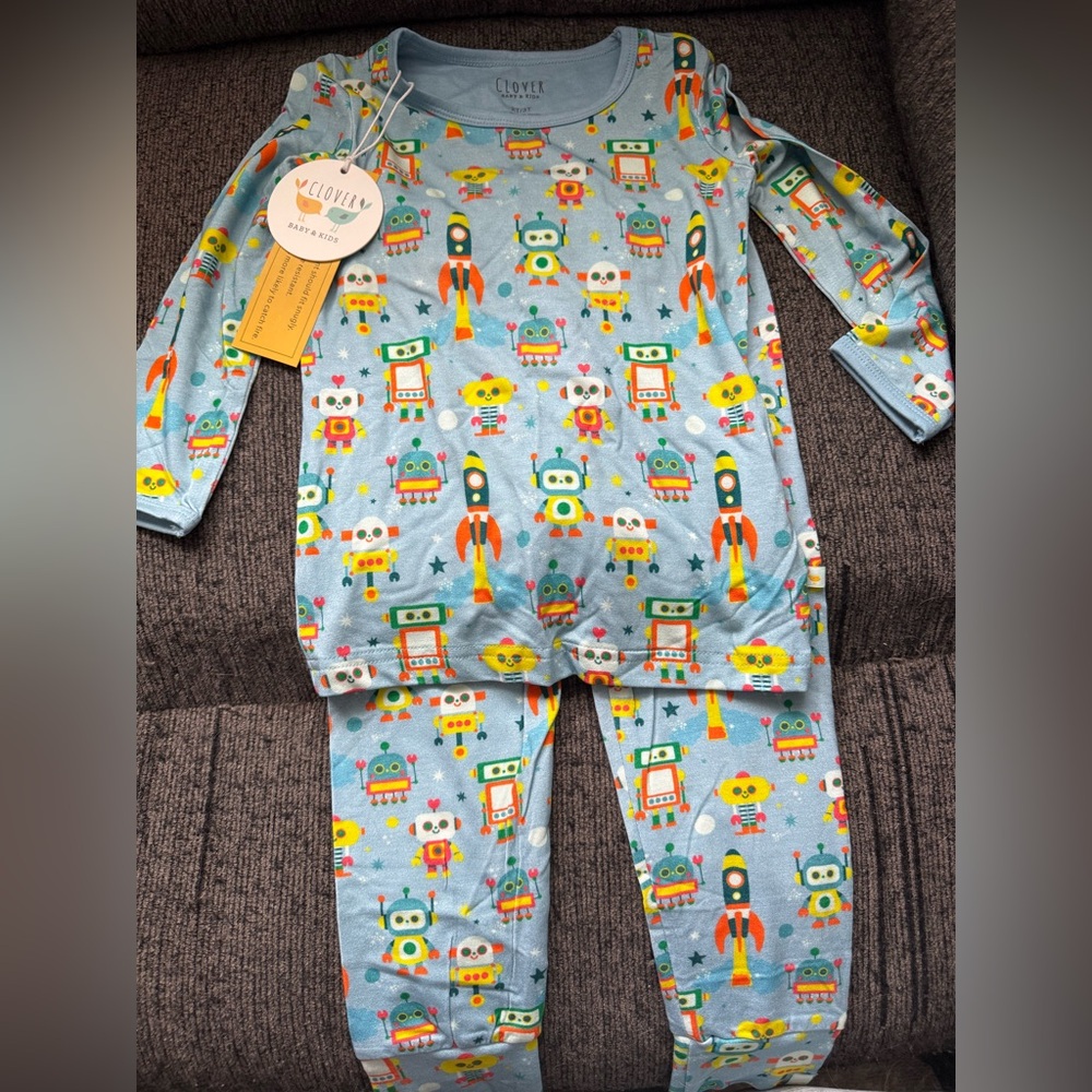 Kids Blue Robot Pajama Set